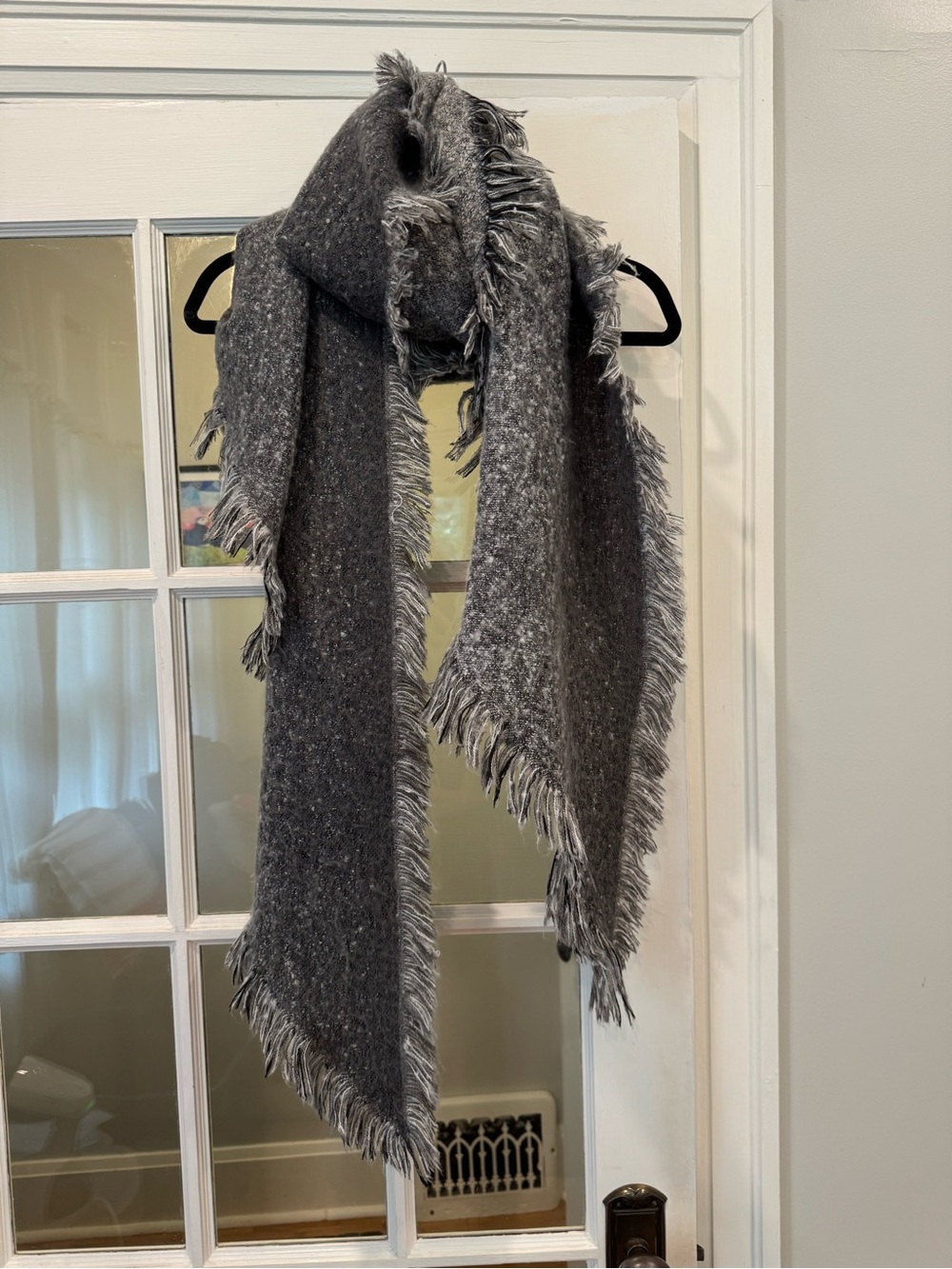 Cozy Ombré Gray Fringed Scarf